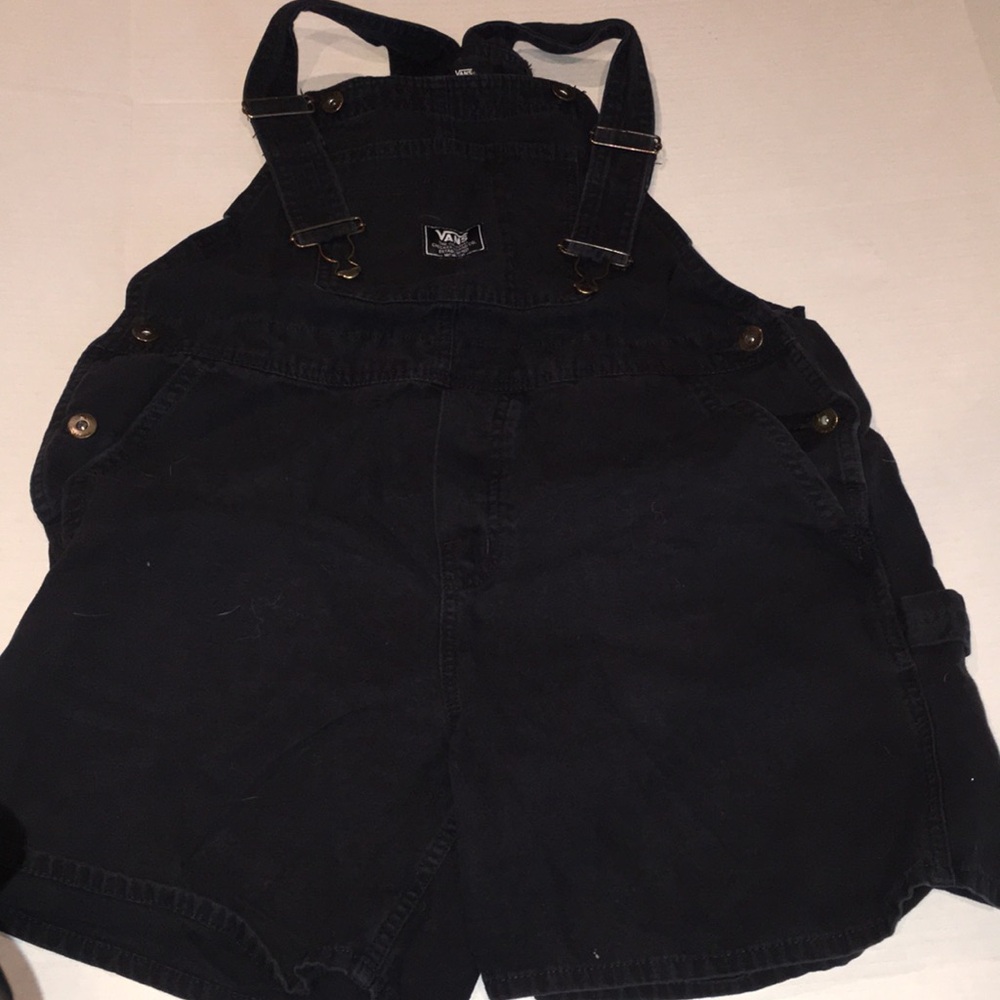 Vans Black Denim Overall Shorts | Size M